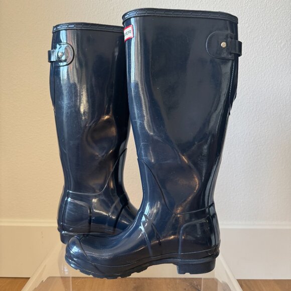 Hunter Original Tall Glossy Rain Boots Navy Blue Size 37 (6 US) - Picture 6 of 15